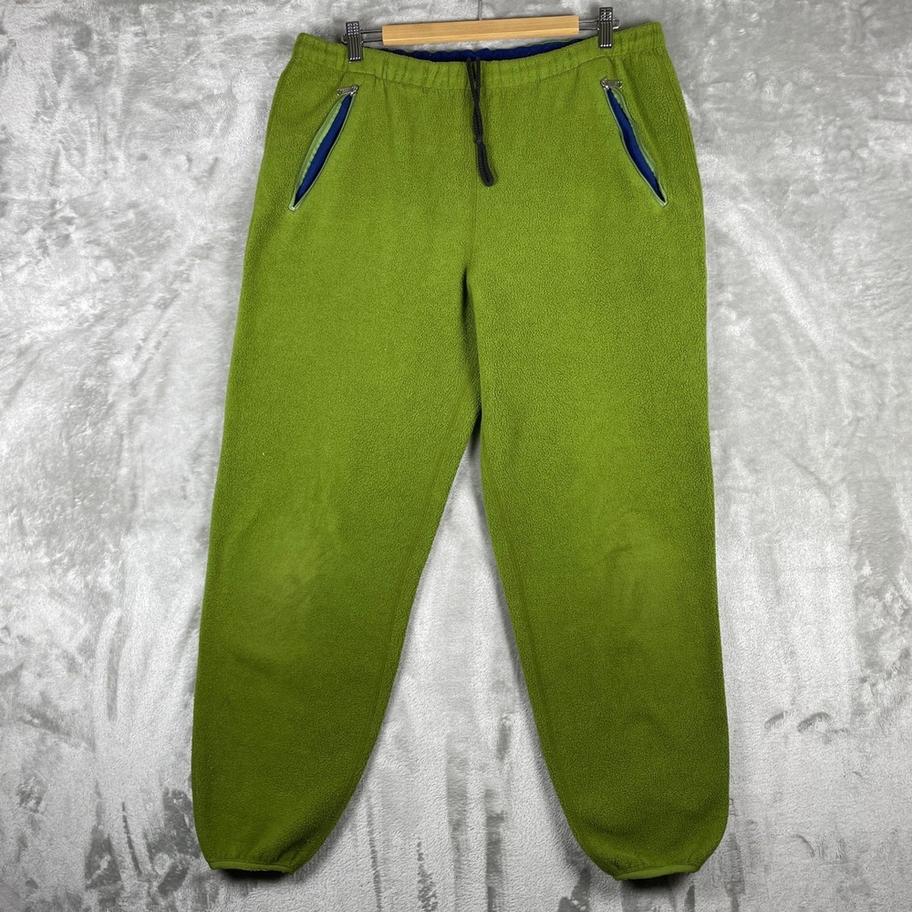 Vintage Patagonia Fleece Pants Mens L Green Synchilla Snap-T Style 25591 USA